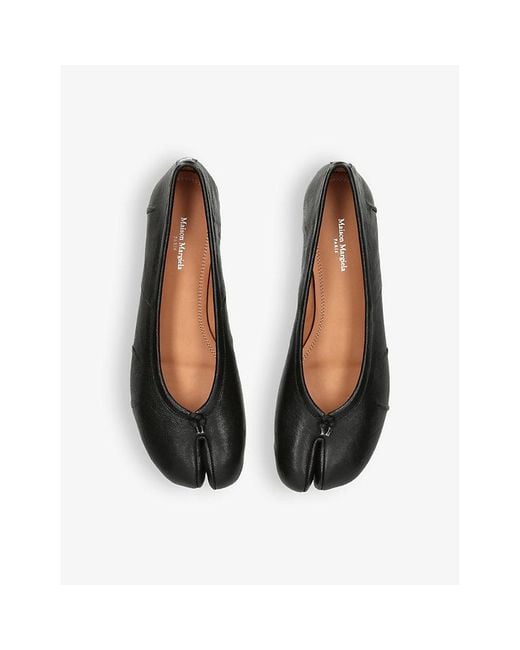 Maison Margiela Black Tabi Split-Toe Leather Ballet Flats