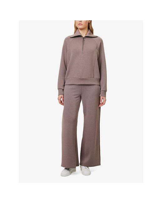 Spanx Brown Air Essentials Wide-leg High-rise Stretch-woven jogging Botto
