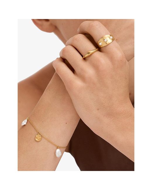Monica Vinader Metallic Capri 18Ct Vermeil And Keshi Pearl Station Bracelet
