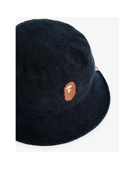A Bathing Ape Blue Logo-embroidered Cotton Bucket Hat for men