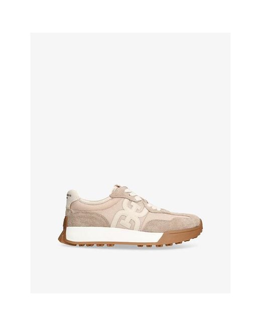 Sam Edelman Natural Langley Suede And Mesh Low-Top Trainers