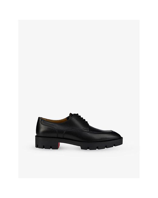 Christian Louboutin Black Davisol Lion Flat Lug Leather Debry Shoes for men