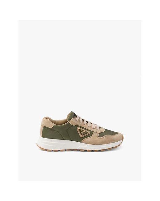 Prada Prax 01 Delave Suede And Re Nylon Low Top Sneakers in Natural for Men Lyst UK