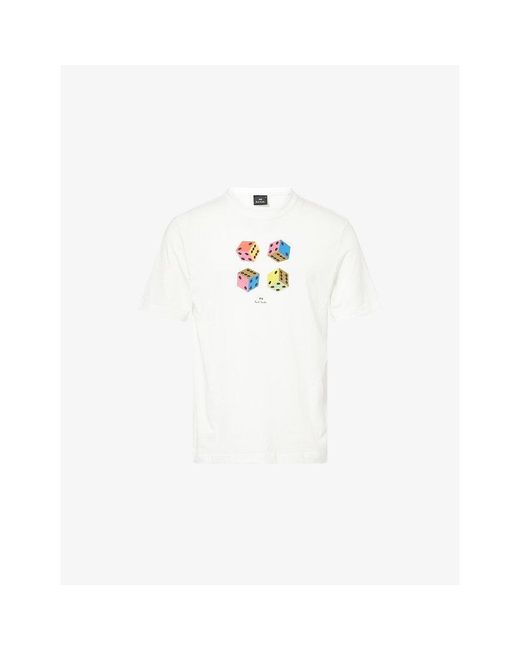 Paul Smith White Dice Casual-Fit Cotton-Jersey T-Shirt for men