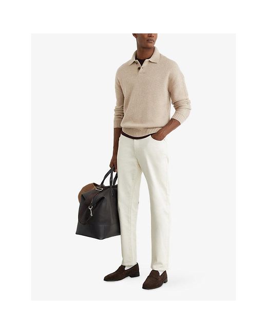 Reiss Natural Elm Long-Sleeved Wool-Blend Polo Jumper for men