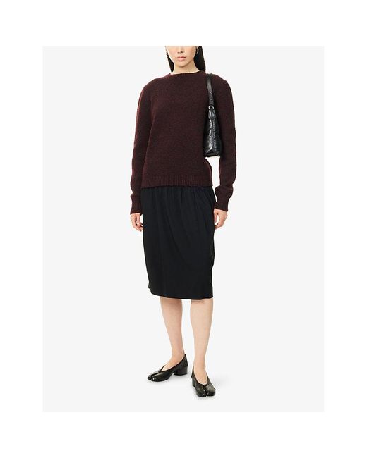 Maison Margiela Black Satin-Waistband Regular-Fit Stretch-Woven Midi Skirt