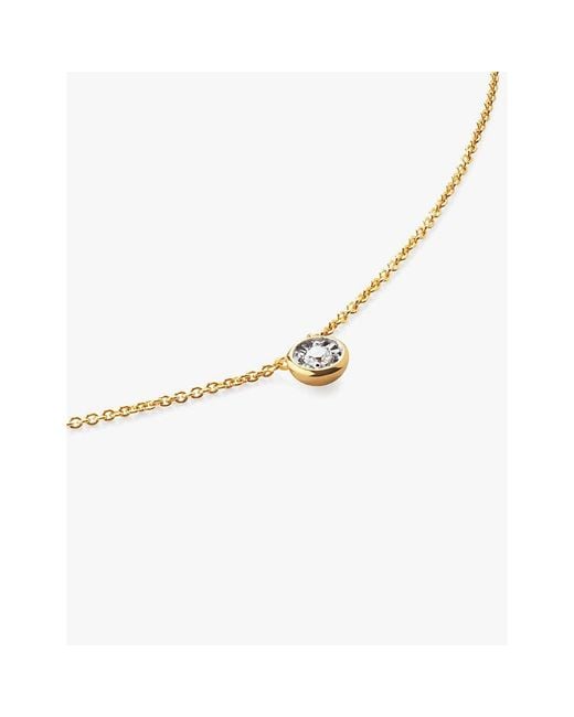 Monica Vinader White Solitaire 18Ct-Plated Vermeil Sterling- And 0.06Ct Lab-Grown Diamond Necklace