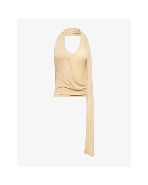 Belle Anna Natural Duo Draped Wool-Blend Top