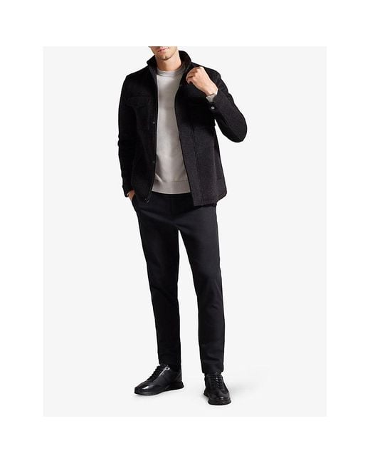 Ted Baker Knowl Funnel-neck Regular-fit Wool Field Jacket in Black for Men  | Lyst