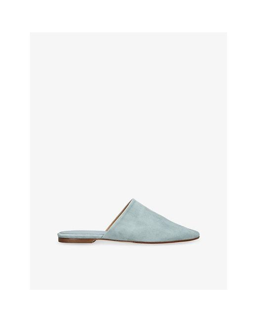 Aeyde Blue Rega Round-Toe Suede Mules