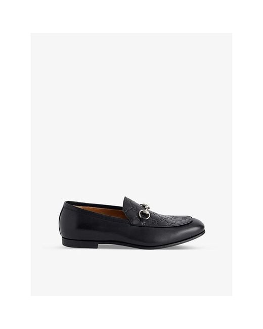 Gucci Black Gg-Monogram Horsebit Leather Loafers for men