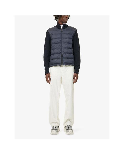 Moncler Blue Logo-Patch Zipped Woven Cardigan for men