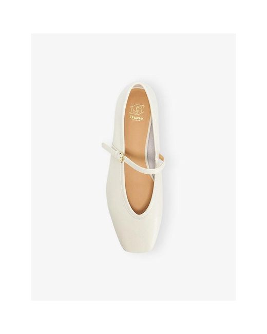 Dune White Hearthrob Leather Mary Jane Shoes