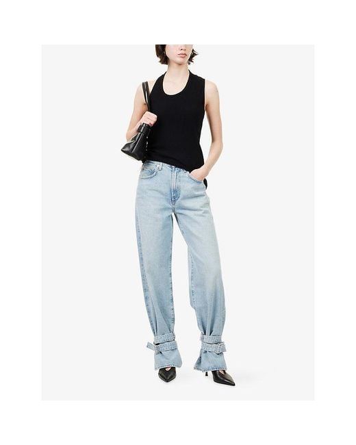 Agolde Blue Self-Tie Tapered-Leg Denim Jeans