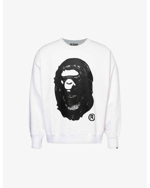 A Bathing Ape White X Joshua Vides Branded-print Cotton-jersey Sweatshirt X for men