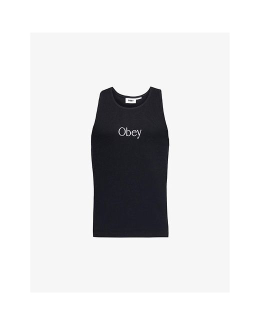 Obey Blue Rosemont Ribbed Stretch-cotton Jersey Top for men