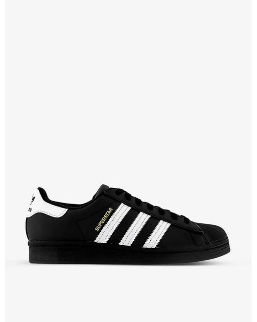 Adidas Black Superstar Logo-embossed Low-top Leather Trainers for men