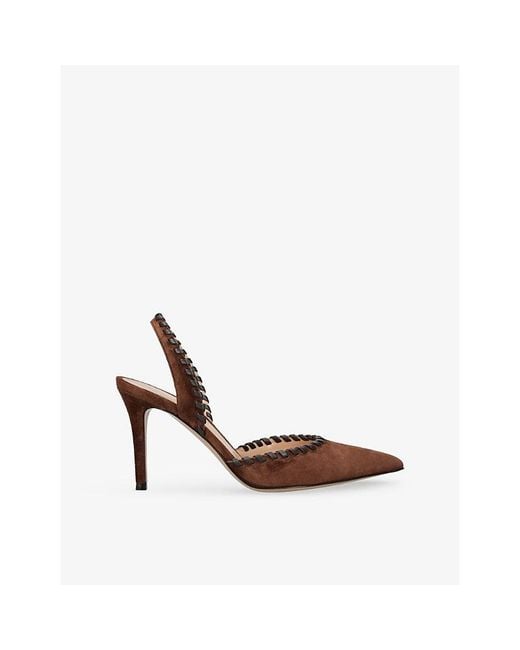 Gianvito Rossi Brown Whipstitch 85 Heeled Suede Sling-Back Courts