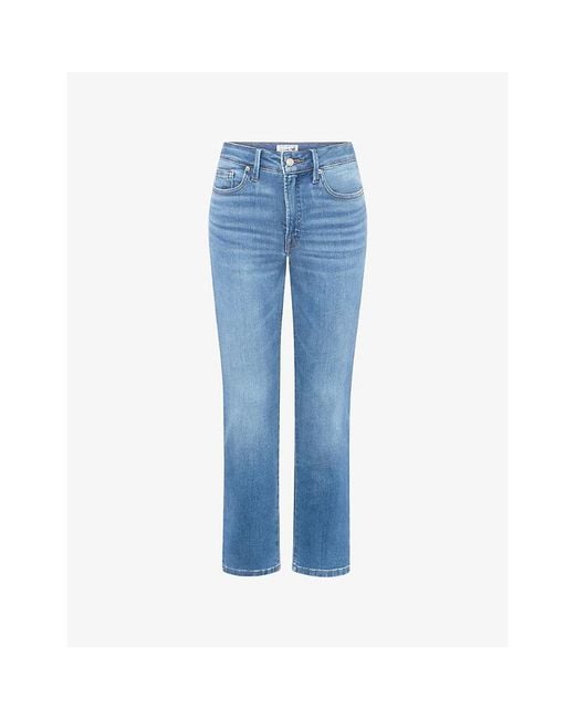 GOOD AMERICAN Blue Dolly's Joleans Straight-Leg Mid-Rise Stretch-Denim Jeans