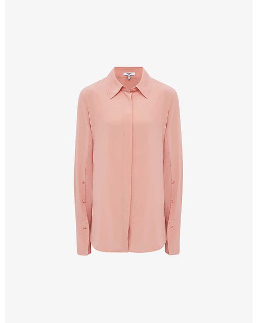 Reiss Pink Kia Relaxed-fit Matte-silk Shirt