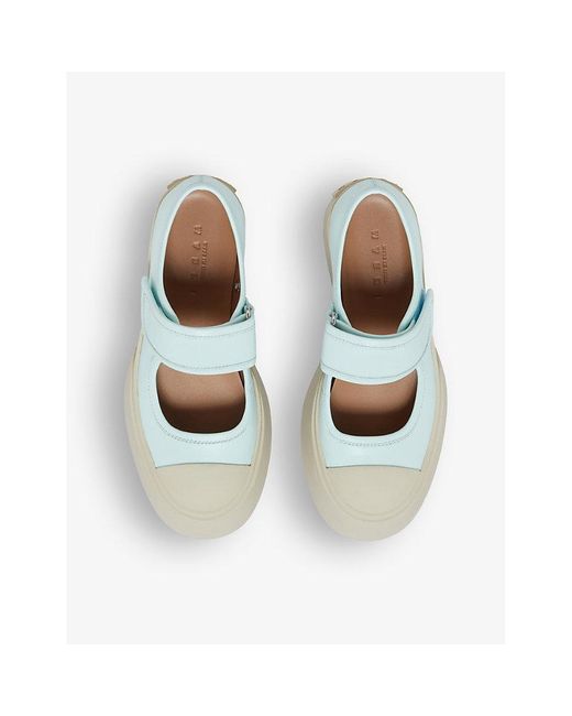 Marni Blue Pablo Leather Mary Jane Trainers