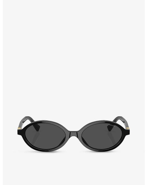 Miu Miu Black Mu 04zs Oval-frame Acetate Sunglasses