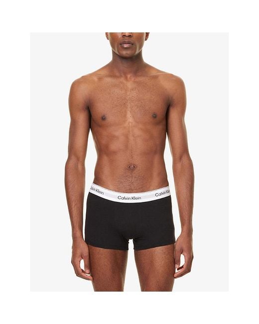 Calvin Klein White Icon Logo-Waistband Pack Of Three Stretch-Cotton Trunks for men