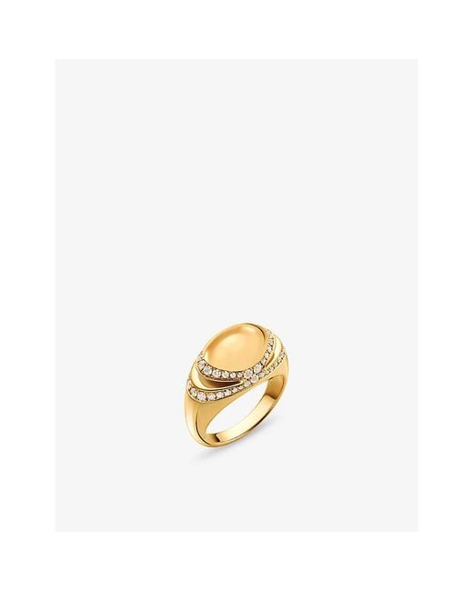 BVLGARI Metallic Cabochon 18Ct- And 0.59Ct Demi Pavé-Diamond Ring