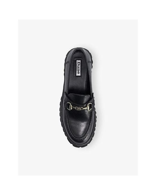 Dune Black Grissinis Chunky Snaffle Trim Leather Loafers