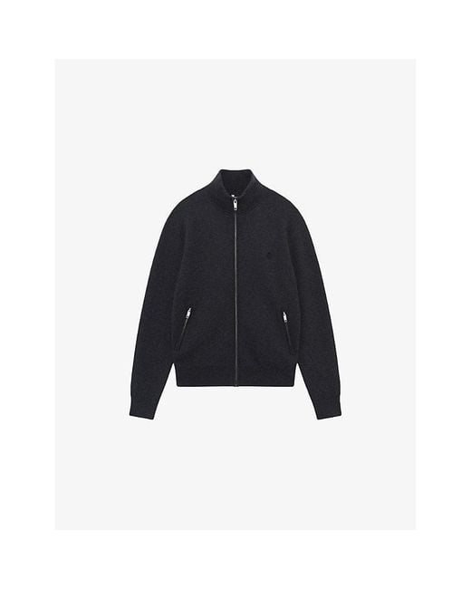 The Kooples Blue Zip-Through Cotton-Blend Knitted Cardigan for men