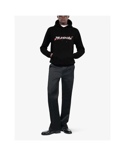 The Kooples Black Logo-Print Cotton-Jersey Hoody for men