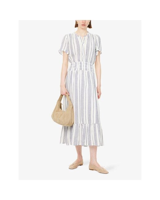 Rails White Brent Stripe Linen-Blend Maxi Dress