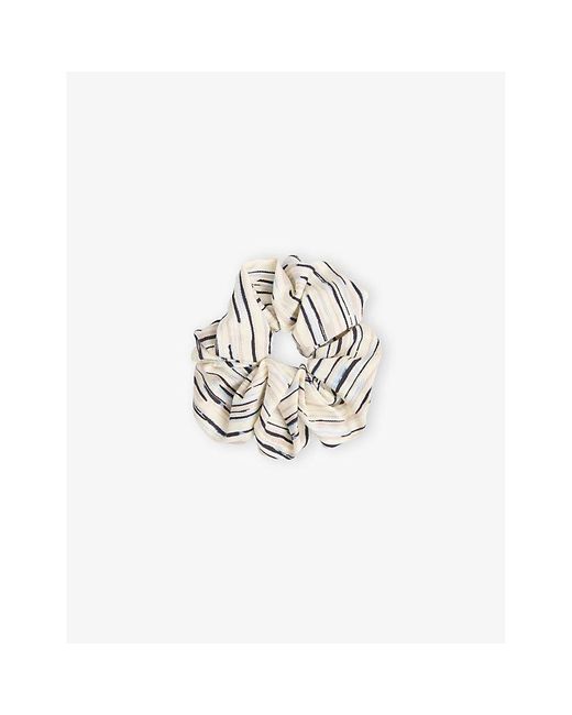 Whistles White Abstract Stripe Woven Hair Scrunchie