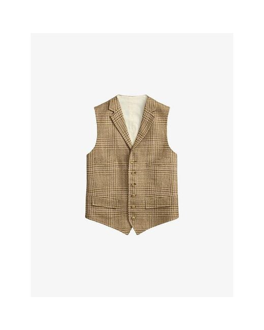Polo Ralph Lauren Natural Summer Tweed Checked Linen, Silk And Wool Vest for men