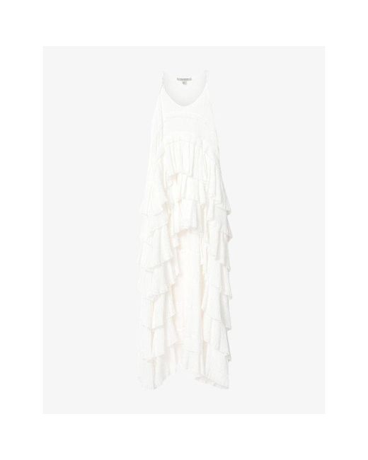AllSaints White Cavarly Tiered Woven Maxi Dress