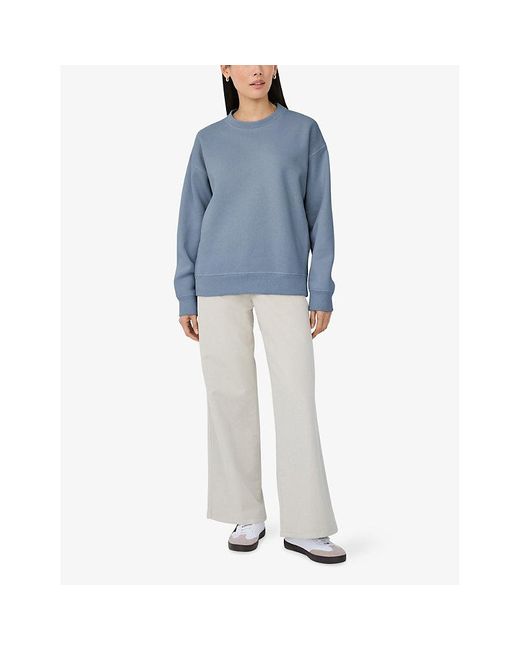 The White Company Blue Round-Neck Oversized-Fit Cotton-Jersey Sweatshirt