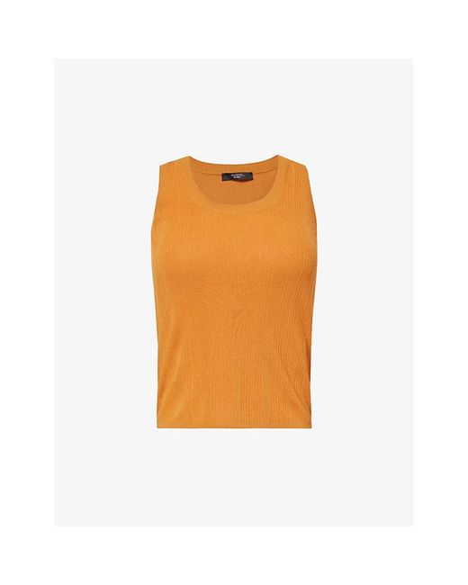 Weekend by Maxmara Orange Ceylon Scoop-neck Sleeveless Knitted Top