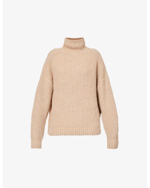 Anine Bing Sydney Boxy-fit Wool-blend Jumper in Natural | Lyst UK