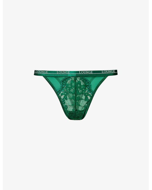 Lounge Underwear Green Blossom High-rise Stretch-lace Thong X