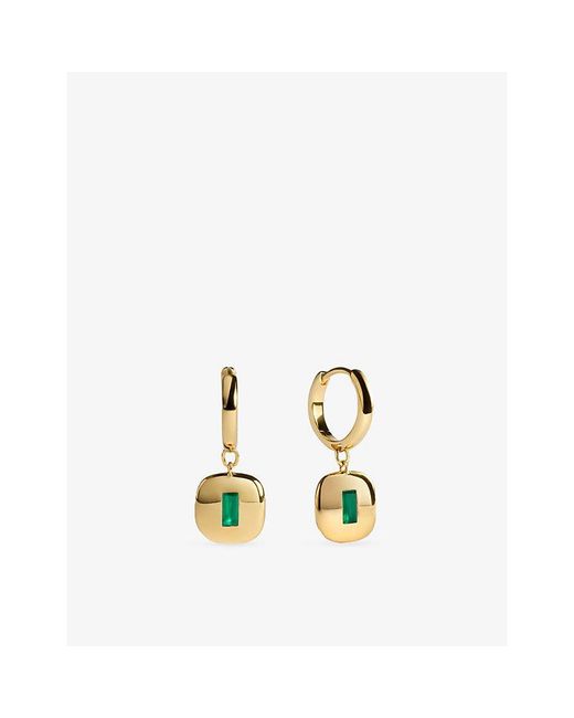 Monica Vinader Metallic Gemdrop Small 18Ct Vermeil And Onyx Hoop Earrings