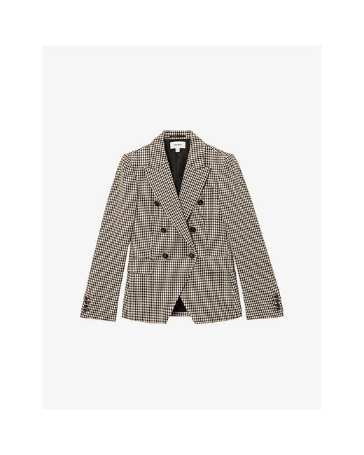 Reiss Gray Hartley Double-Breasted Wool-Blend Blazer