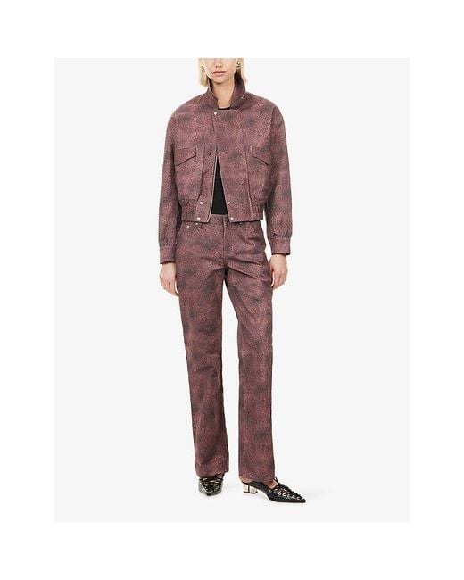 Peachy Den Pink Cicely Flight Leopard-Print Cotton Jacket