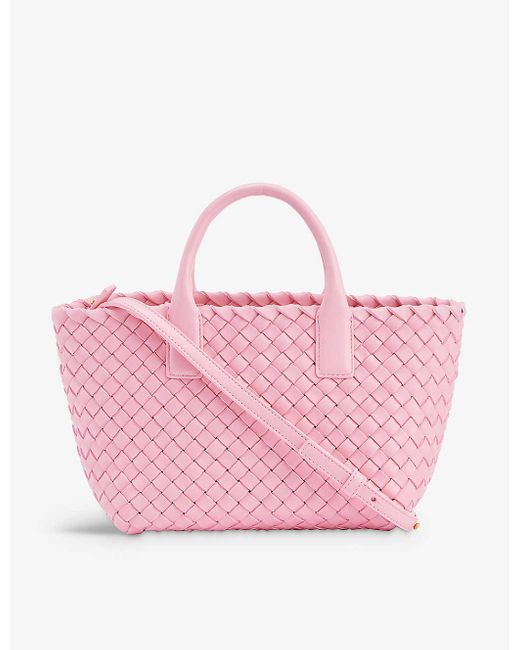 Bottega Veneta Mini Cabat Intrecciato Leather Tote Bag in Pink | Lyst UK