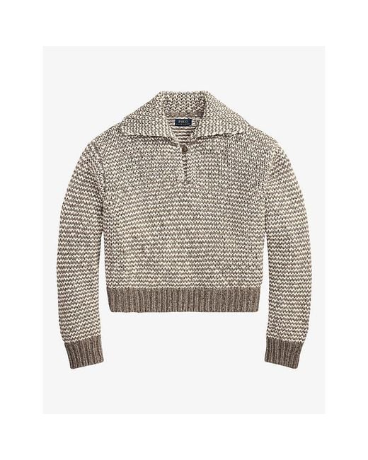 Polo Ralph Lauren Gray Knitted Cotton And Wool-Blend Jumper