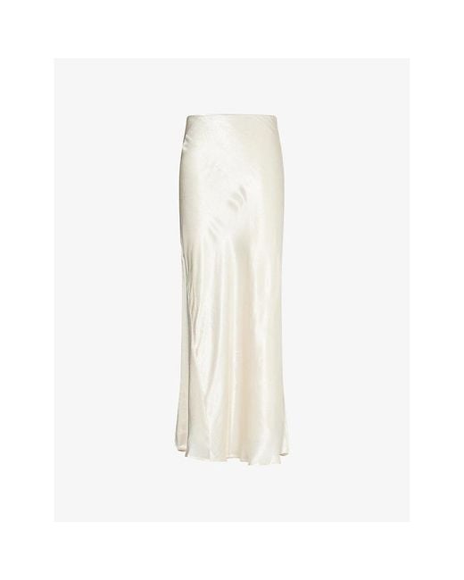 Dissh White Charli Bias-Cut Satin Maxi Skirt