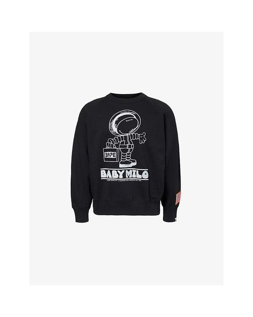 A Bathing Ape Black Moon Astro Crew-Neck Relaxed-Fit Cotton-Jersey Sweatshirt for men