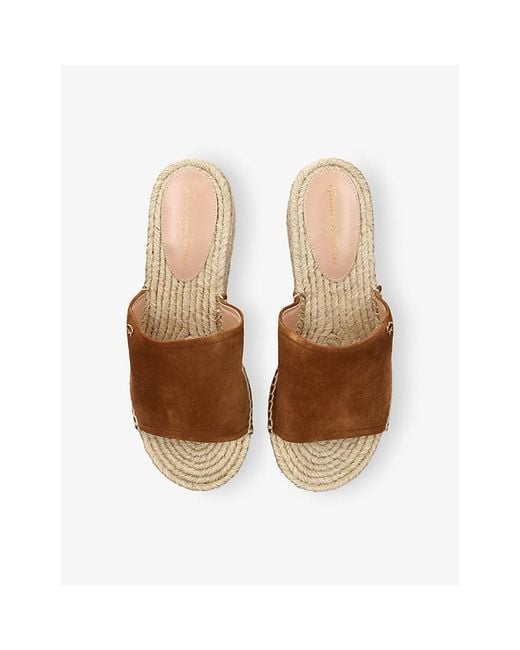 Gianvito Rossi Brown Logo-Embellished Suede Platform Wedges