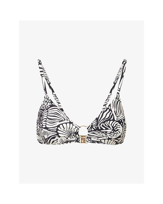 Seafolly Black C Shells Ring Front Tank Bikini Top