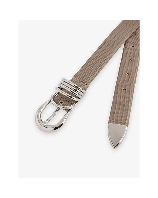 DEHANCHE Multicolor Hollyhock Lizard Embossed Leather Belt