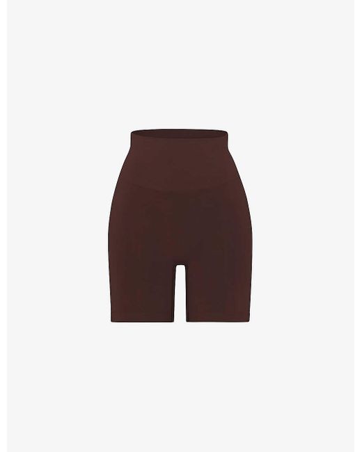 Skims Purple The Smoothing Double-waistband Stretch-woven Shorts